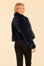 Plush Faux Fur Notch Collar Jacket
