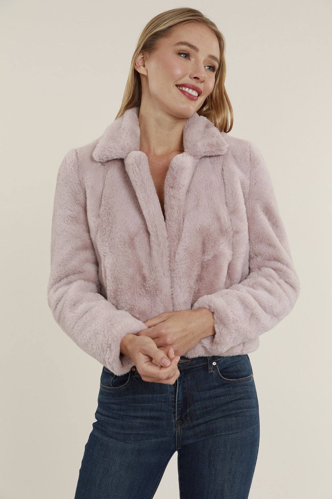 Plush Faux Fur Notch Collar Jacket – Dolce Cabo