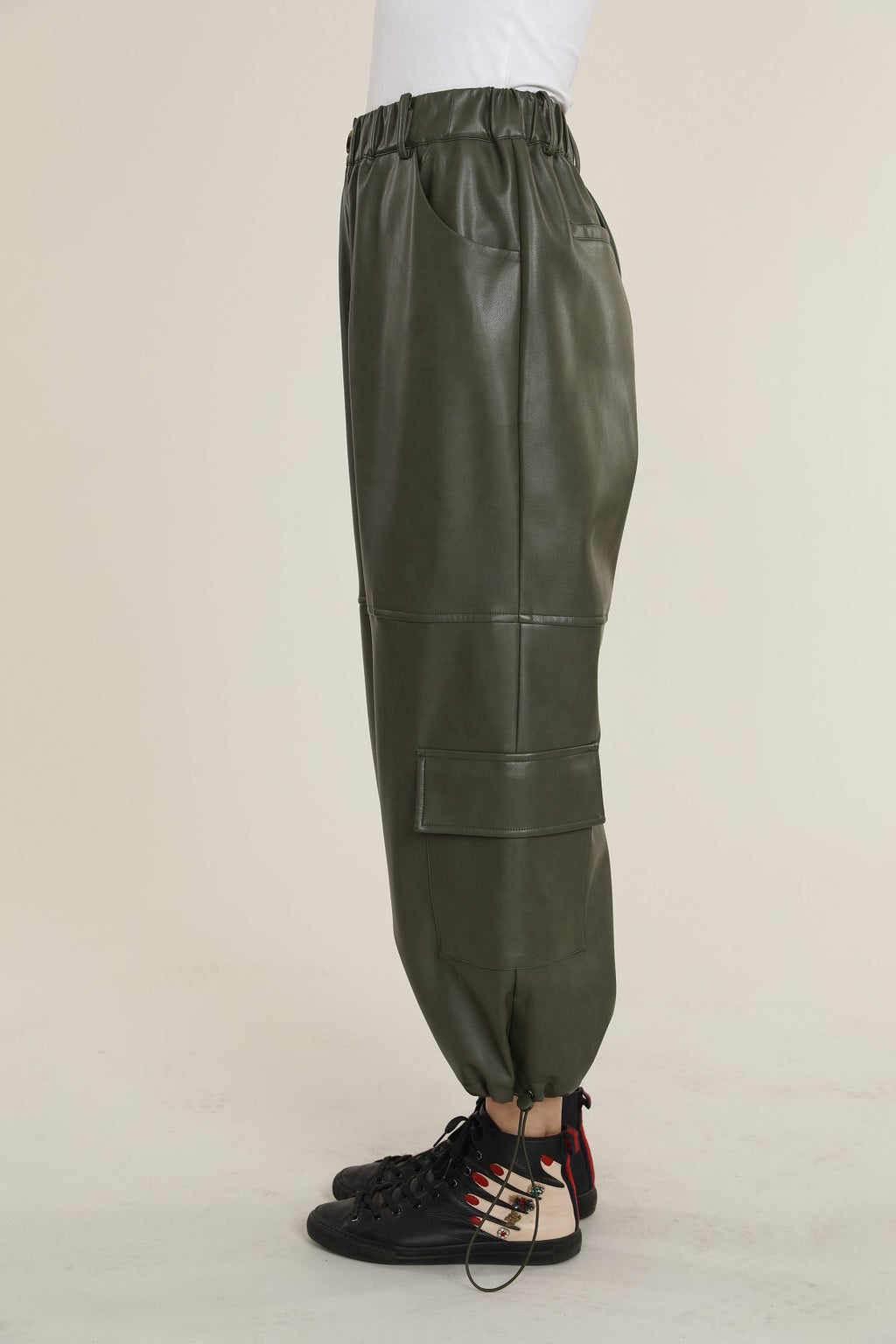 Faux Leather Cargo Pants