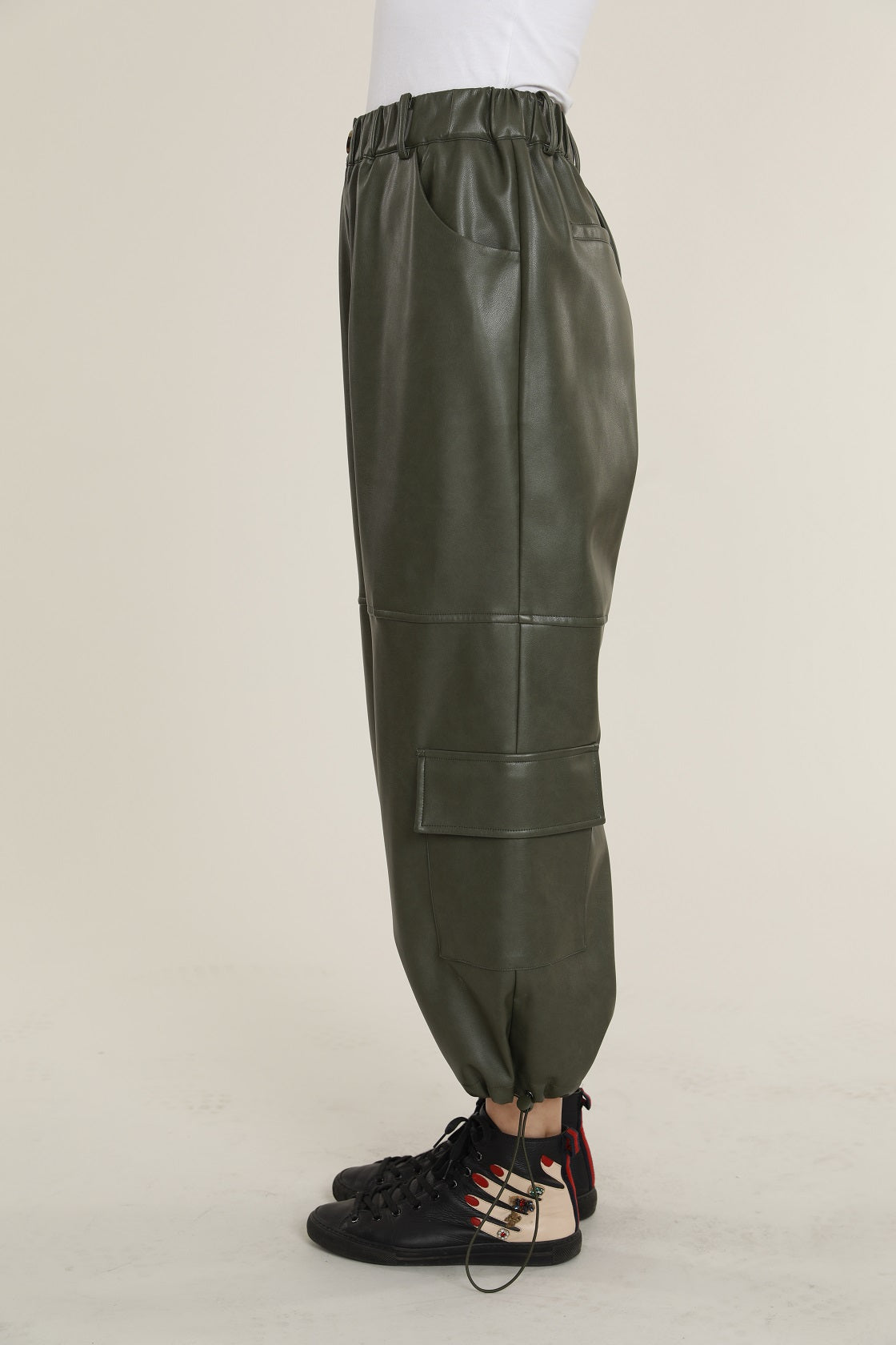 Faux Leather Cargo Pants