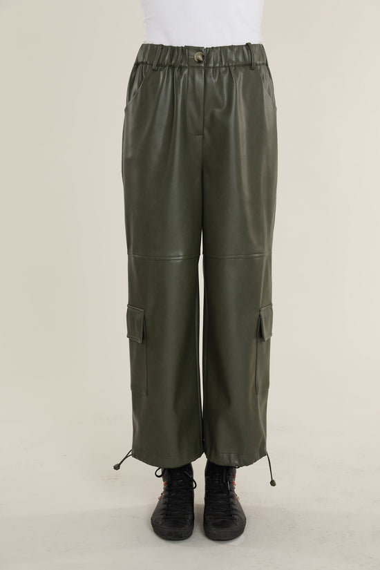 Load image into Gallery viewer, Vegan Leather Cargo Pant
