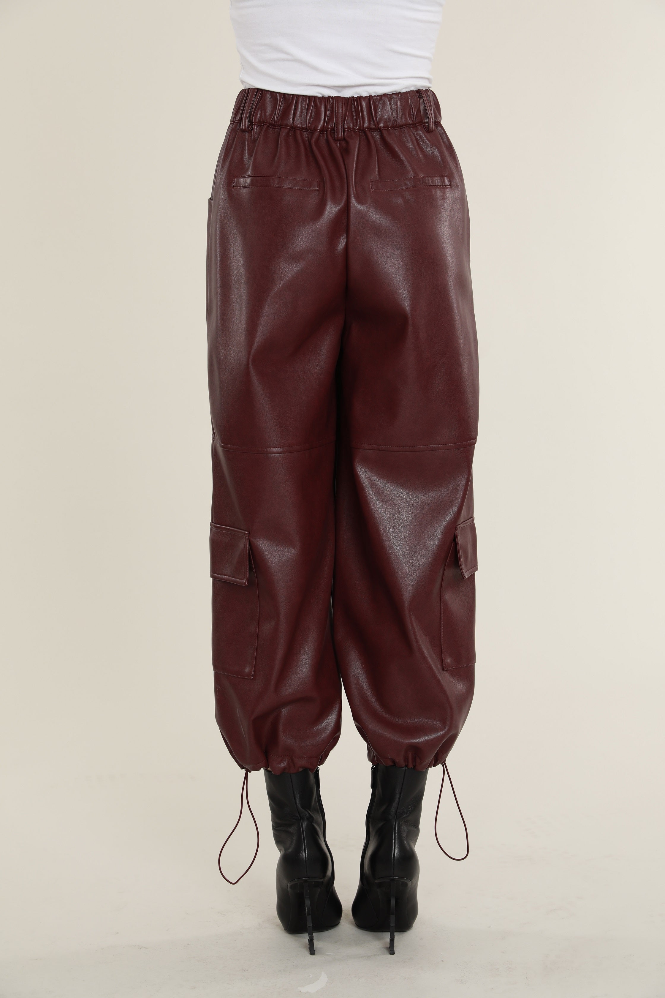 Faux Leather Cargo Pants