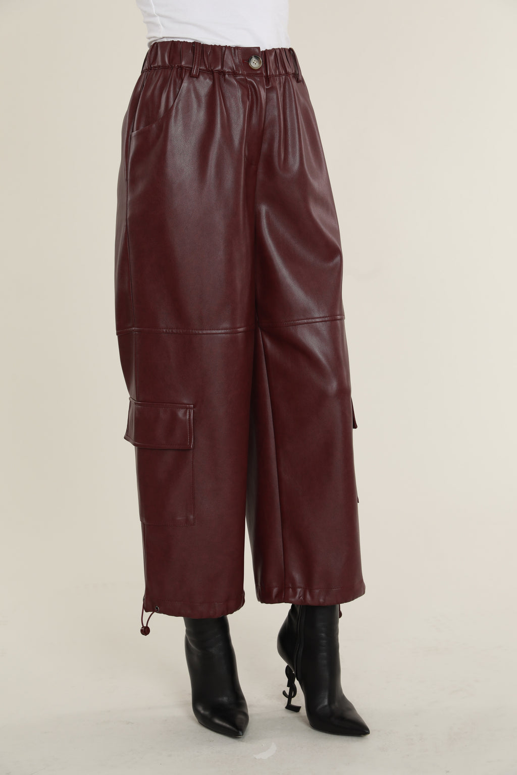 Faux Leather Cargo Pants