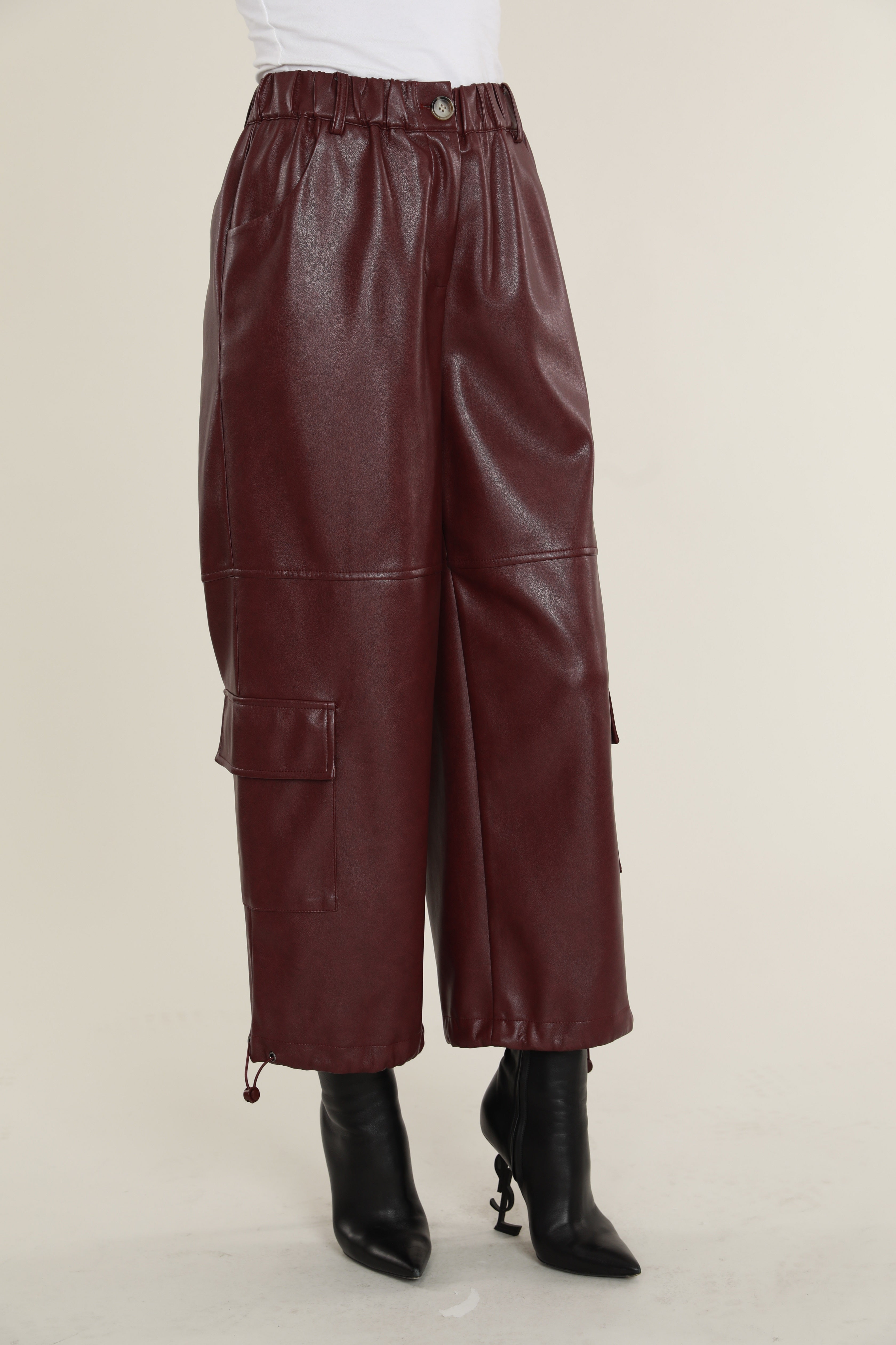 Faux Leather Cargo Pants