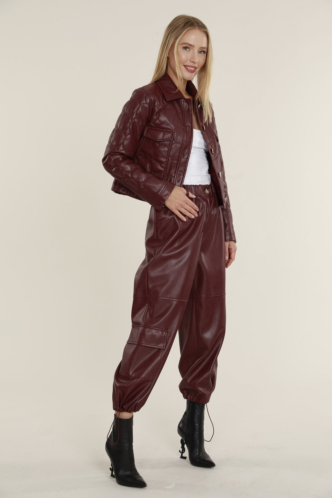 wybzd Women PU Leather Pencil Pants High Waist Zipper Leggings Slim Fit  Bodycon Trousers Wine Red XL - Walmart.com