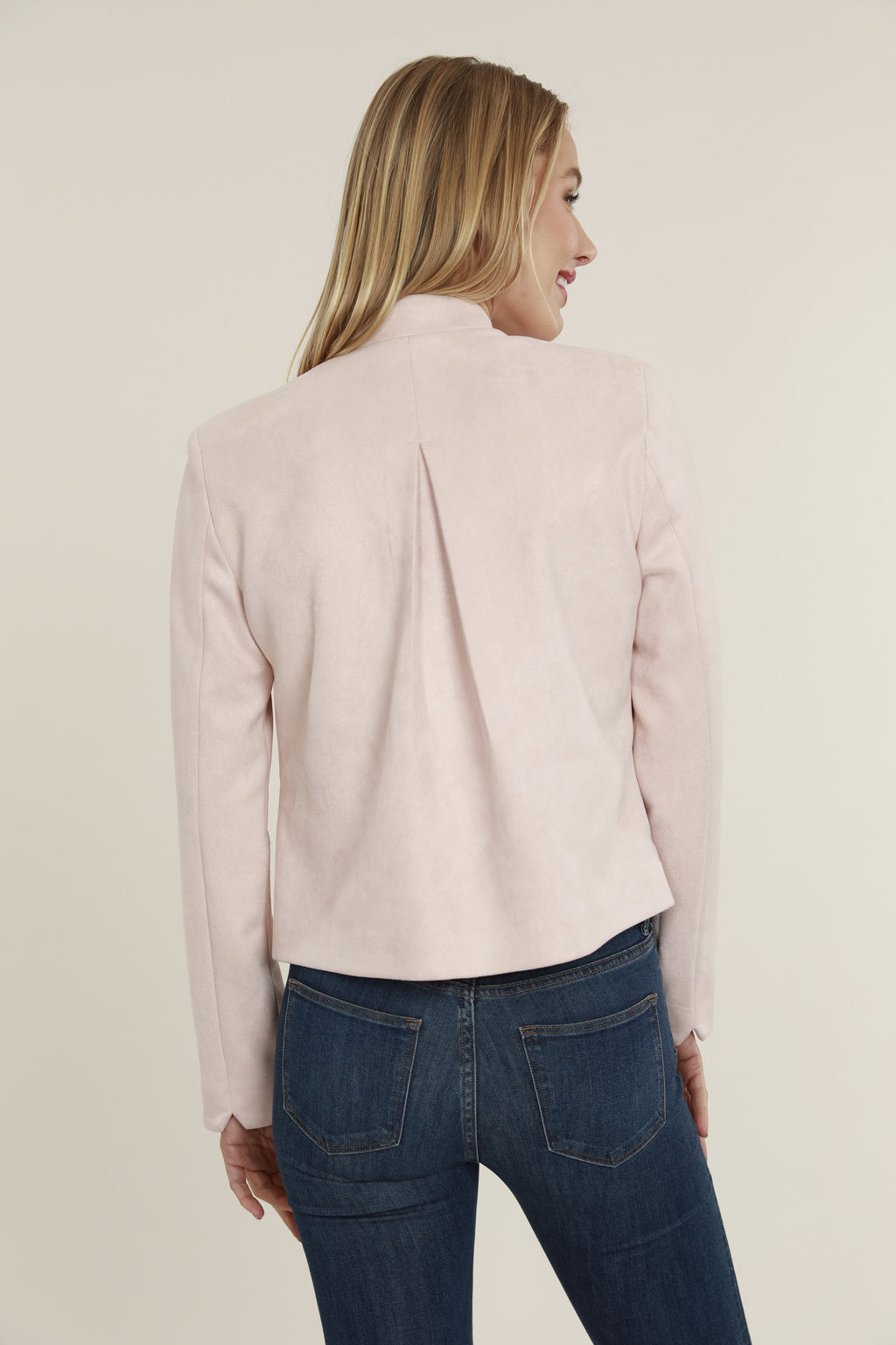 Open Front Faux Suede Blazer