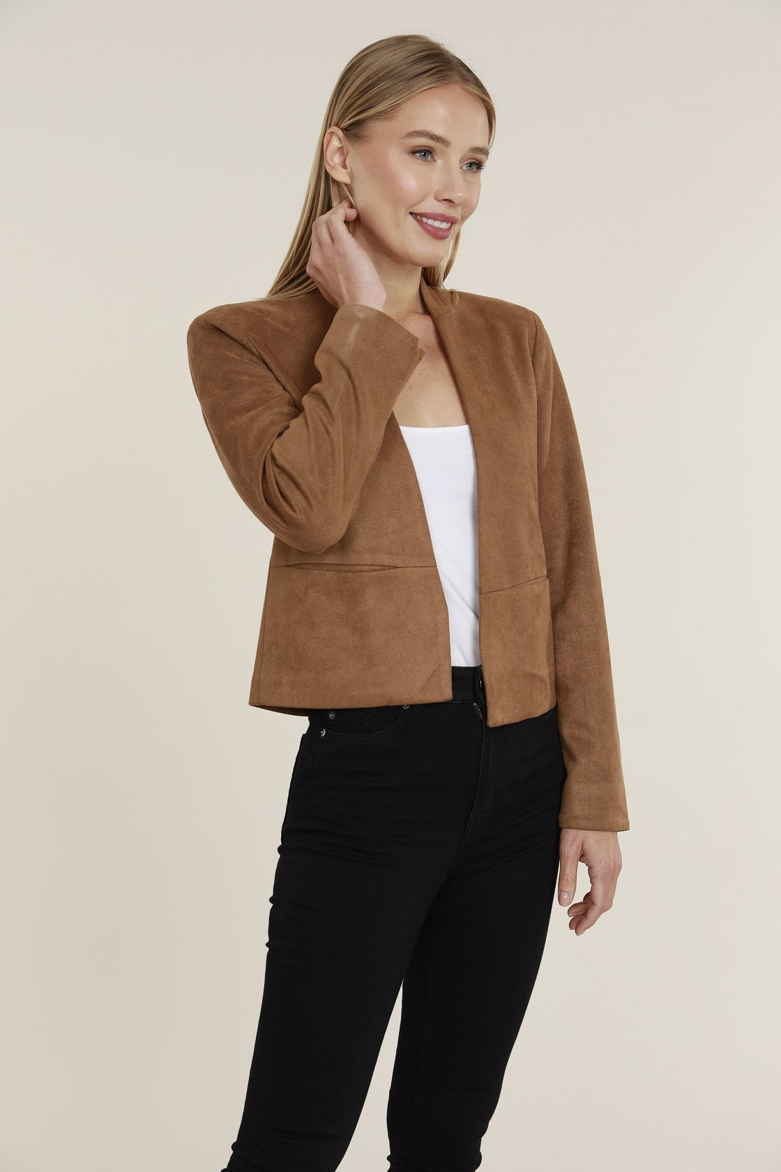 Load image into Gallery viewer, Open Front Faux Suede Blazer
