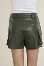 Faux Leather Skort with Cargo Pockets