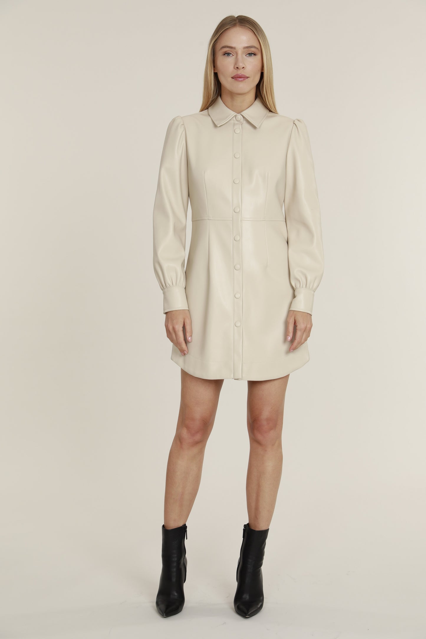 Faux Leather Shirt Dress – Dolce Cabo