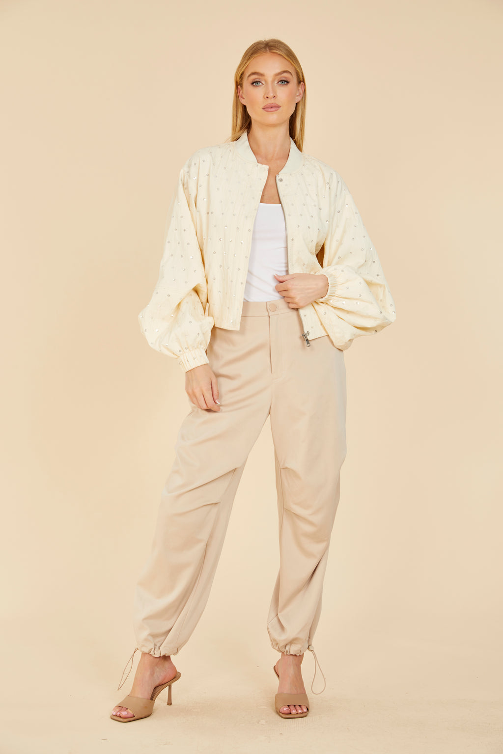 Embellished Balloon Sleeve Jacket