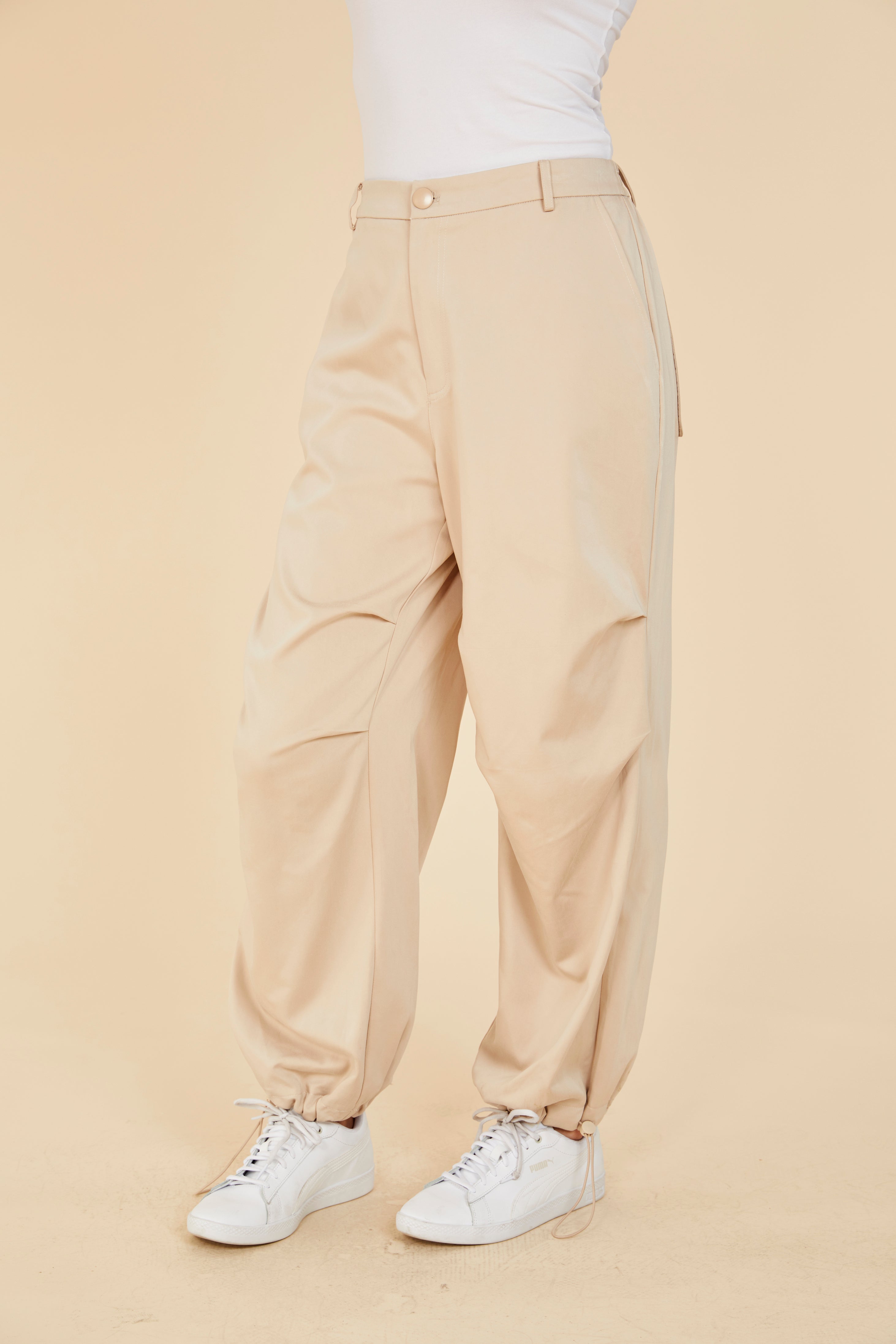 Ruched Knee Drawstring Trousers