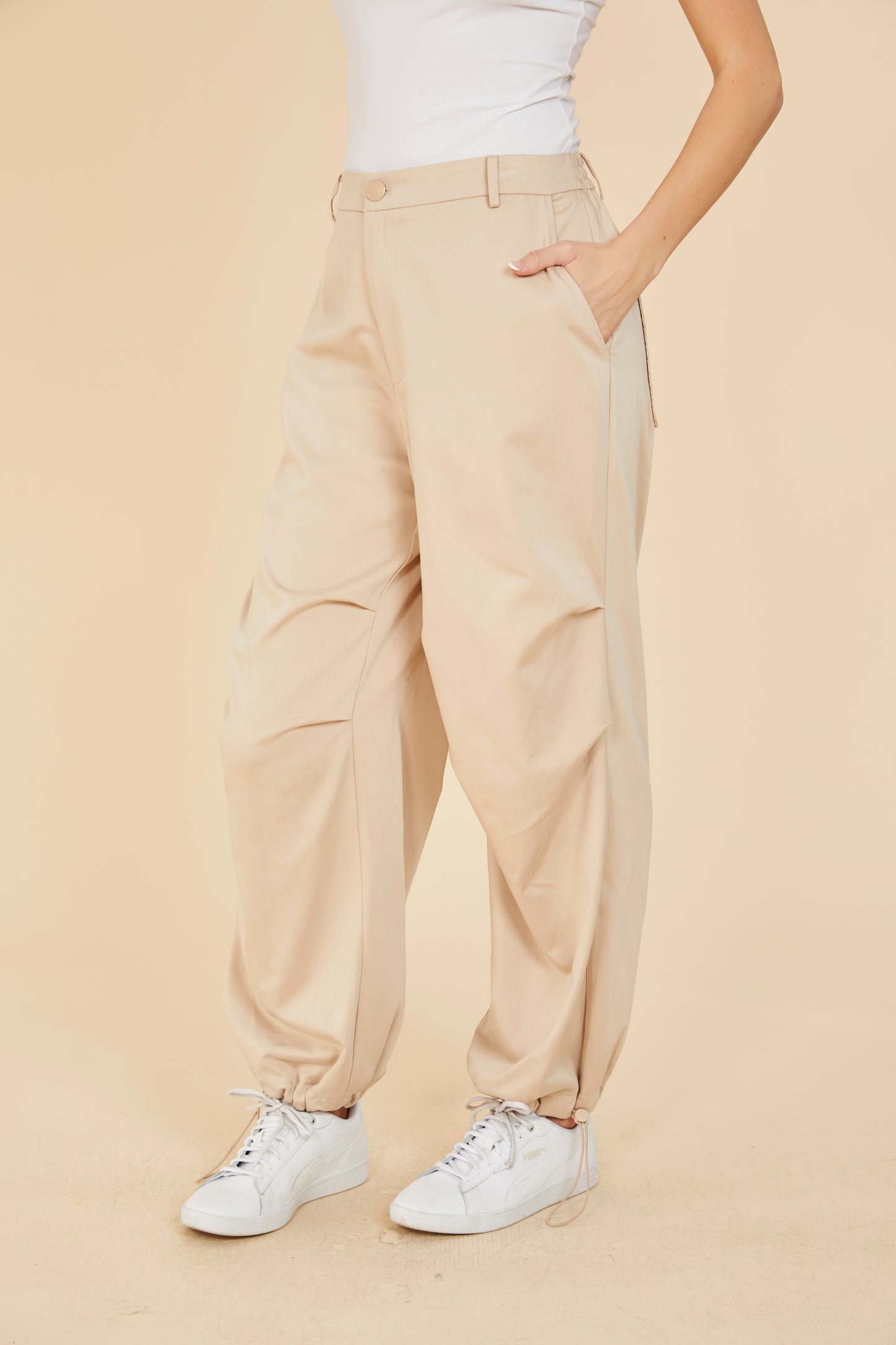 Ruched Knee Drawstring Trousers