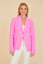 Fuchsia Pink Double Breasted Blazer