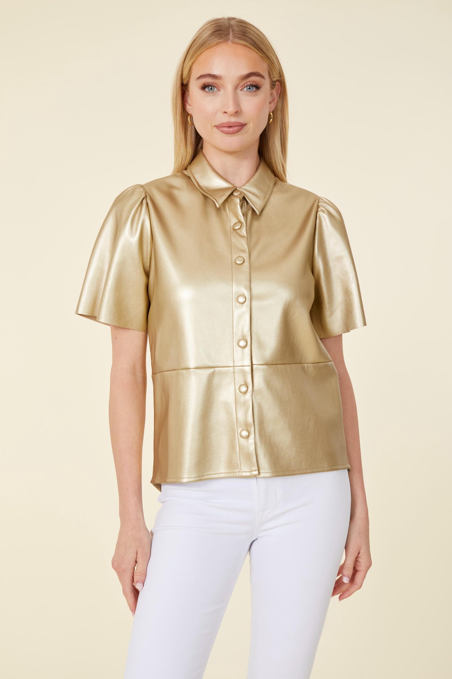 Metallic Vegan Leather Top