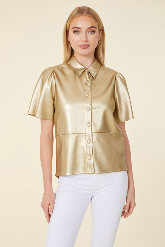 Metallic Vegan Leather Top