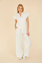 Linen Flutter Sleeve Top