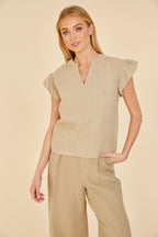 Linen Flutter Sleeve Top