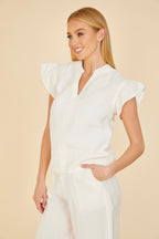 Linen Flutter Sleeve Top