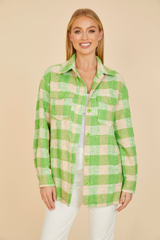 Load image into Gallery viewer, Sequin Plaid Shirt
