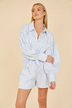 Striped Balloon Sleeve Shirt
