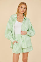Striped Balloon Sleeve Shirt