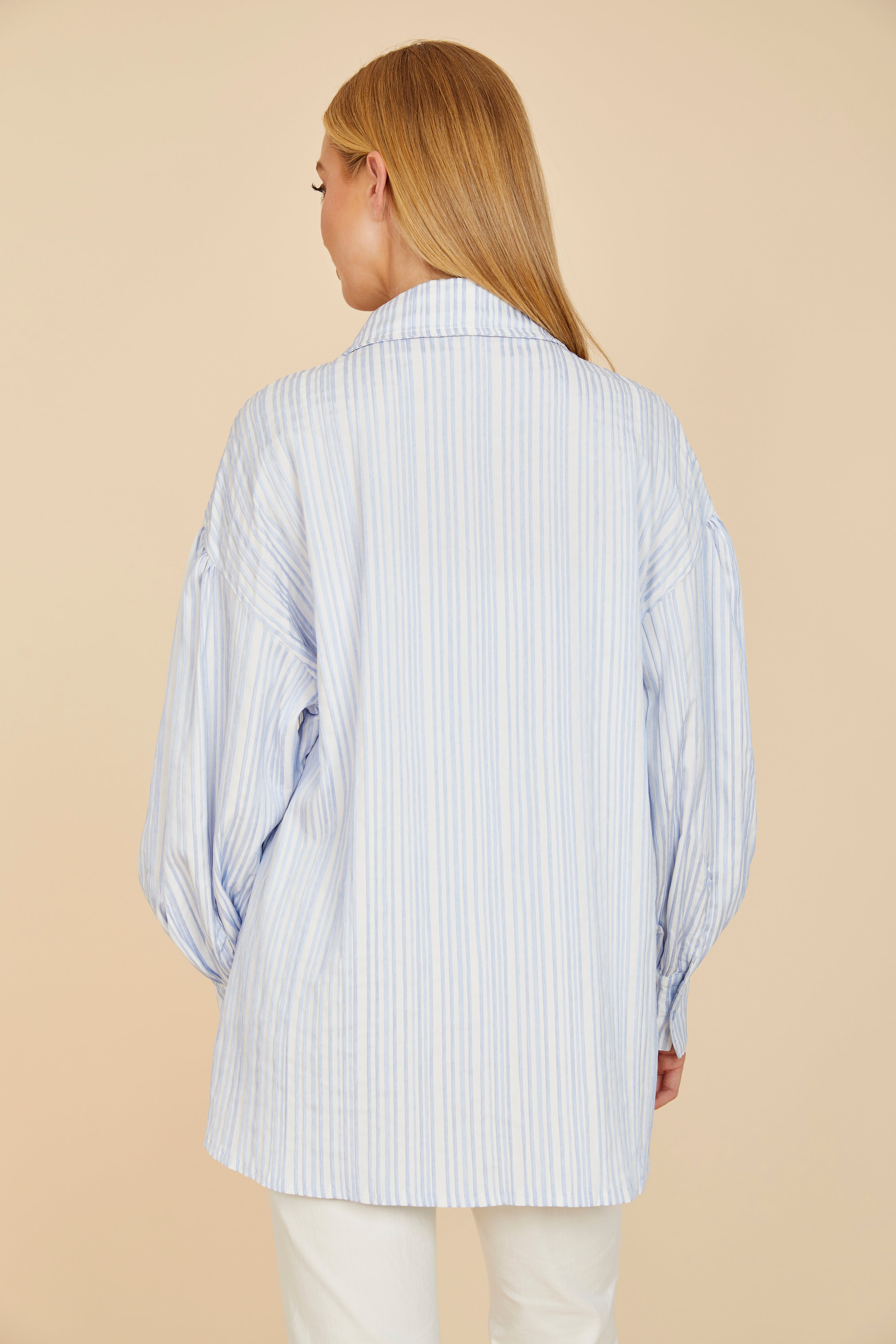 Striped Balloon Sleeve Shirt