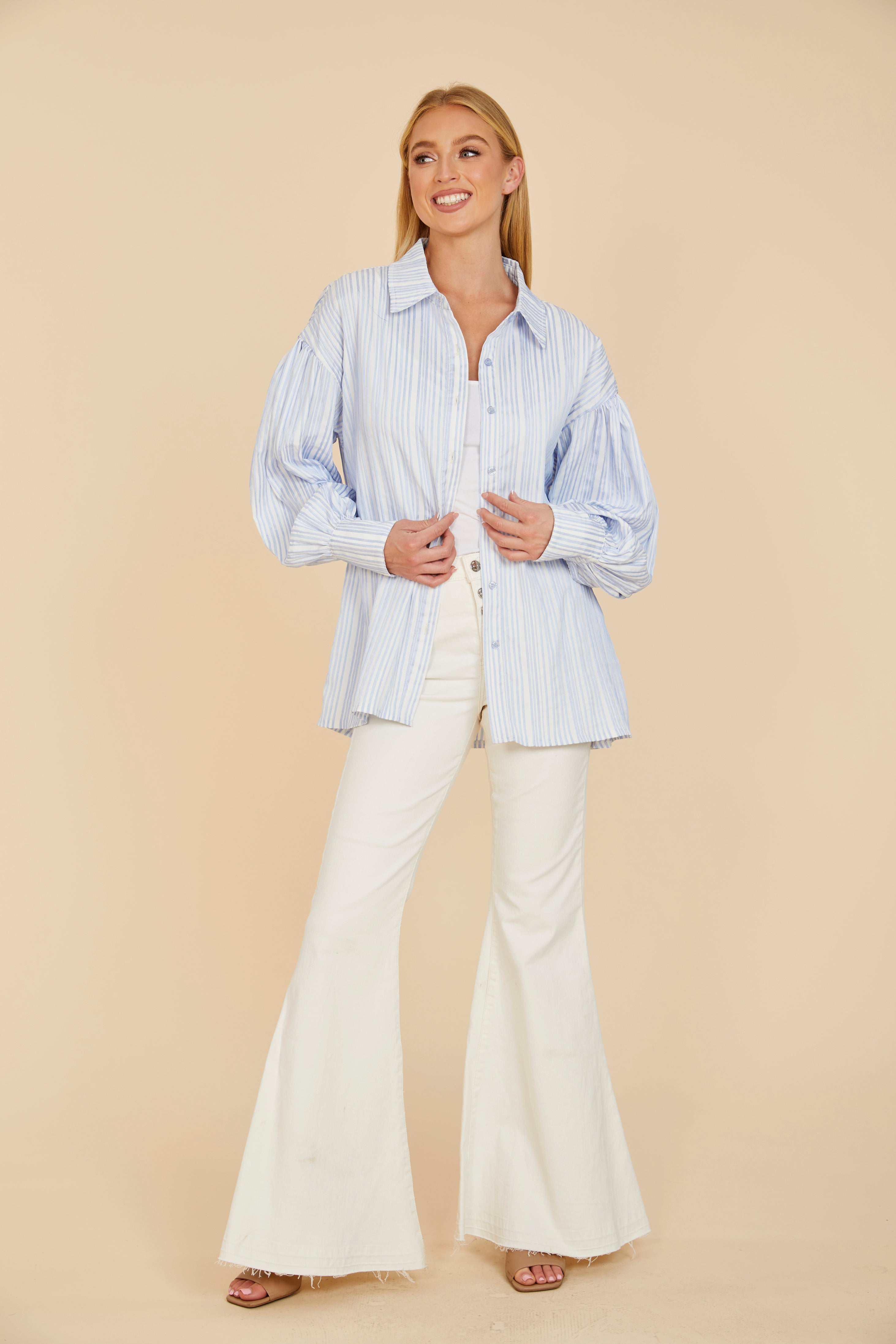 専用 doublet 21ss HAPPY BALLONS STRIPE SHIRT Striped Balloon Sleeve