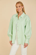 Striped Balloon Sleeve Shirt