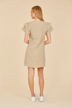 Linen Flutter Sleeve Dress