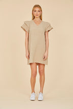 Linen Flutter Sleeve Dress