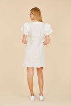 Linen Flutter Sleeve Dress