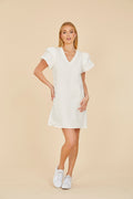 Linen Flutter Sleeve Dress