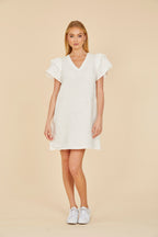 Linen Flutter Sleeve Dress