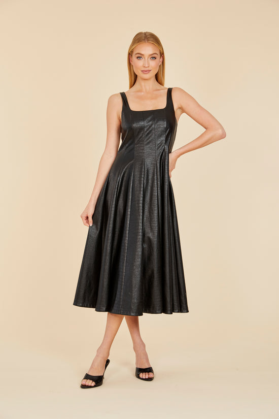 Load image into Gallery viewer, Croc Faux Leather Midi Dress

