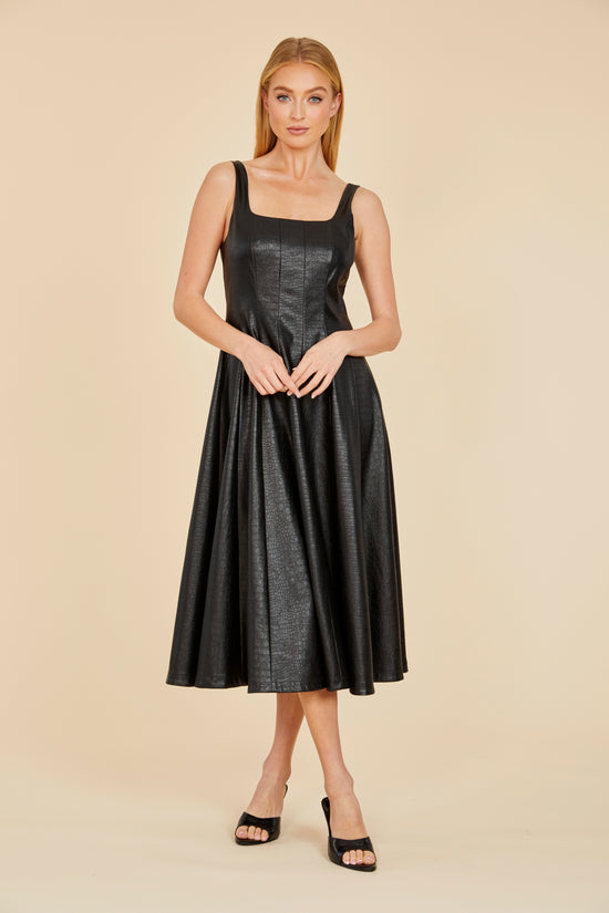 Load image into Gallery viewer, Croc Faux Leather Midi Dress
