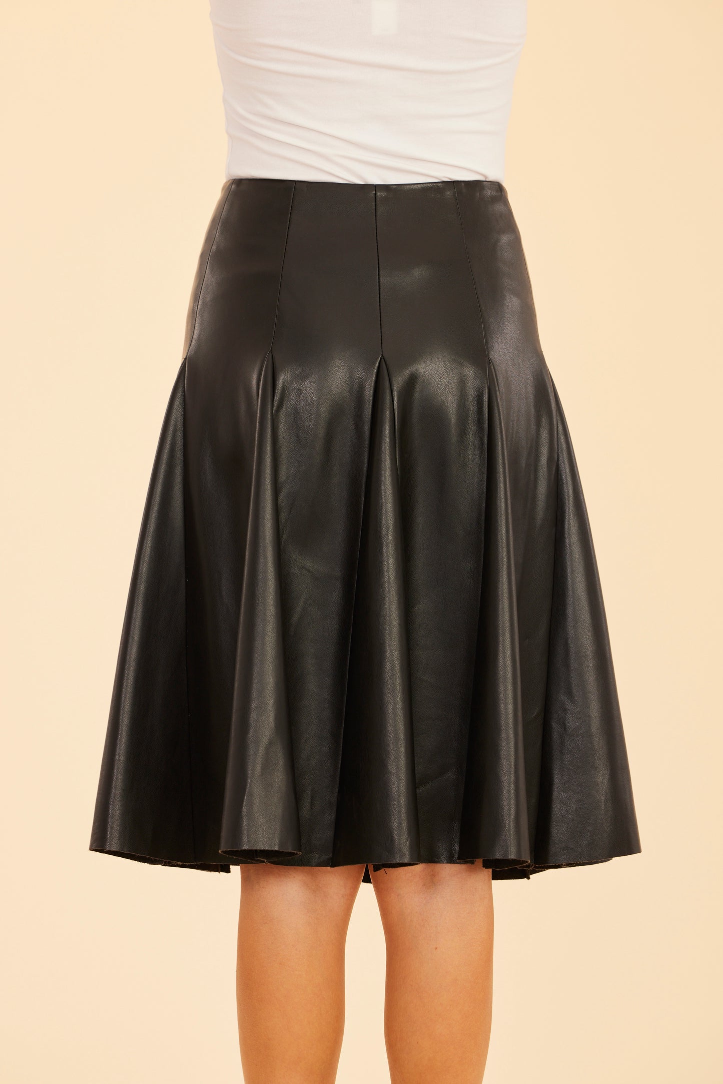 Faux Leather Paneled Skate Skirt