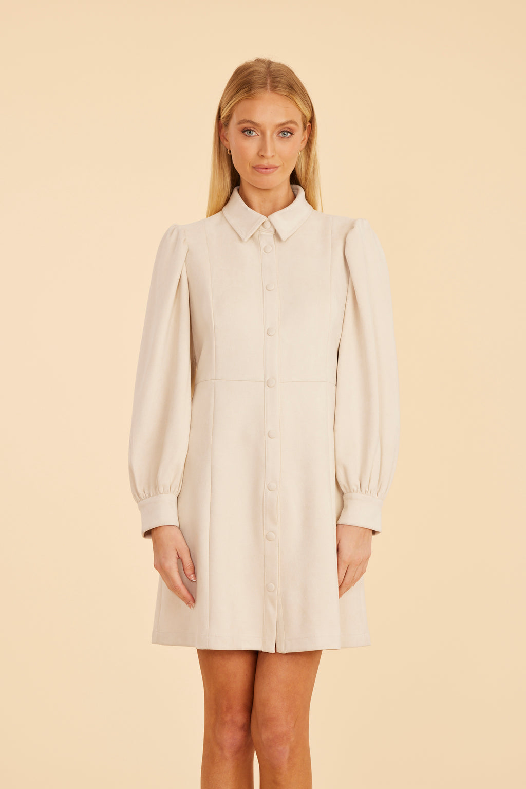 Faux Suede Tailored Dress