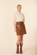 Faux Suede And Faux Leather Skirt