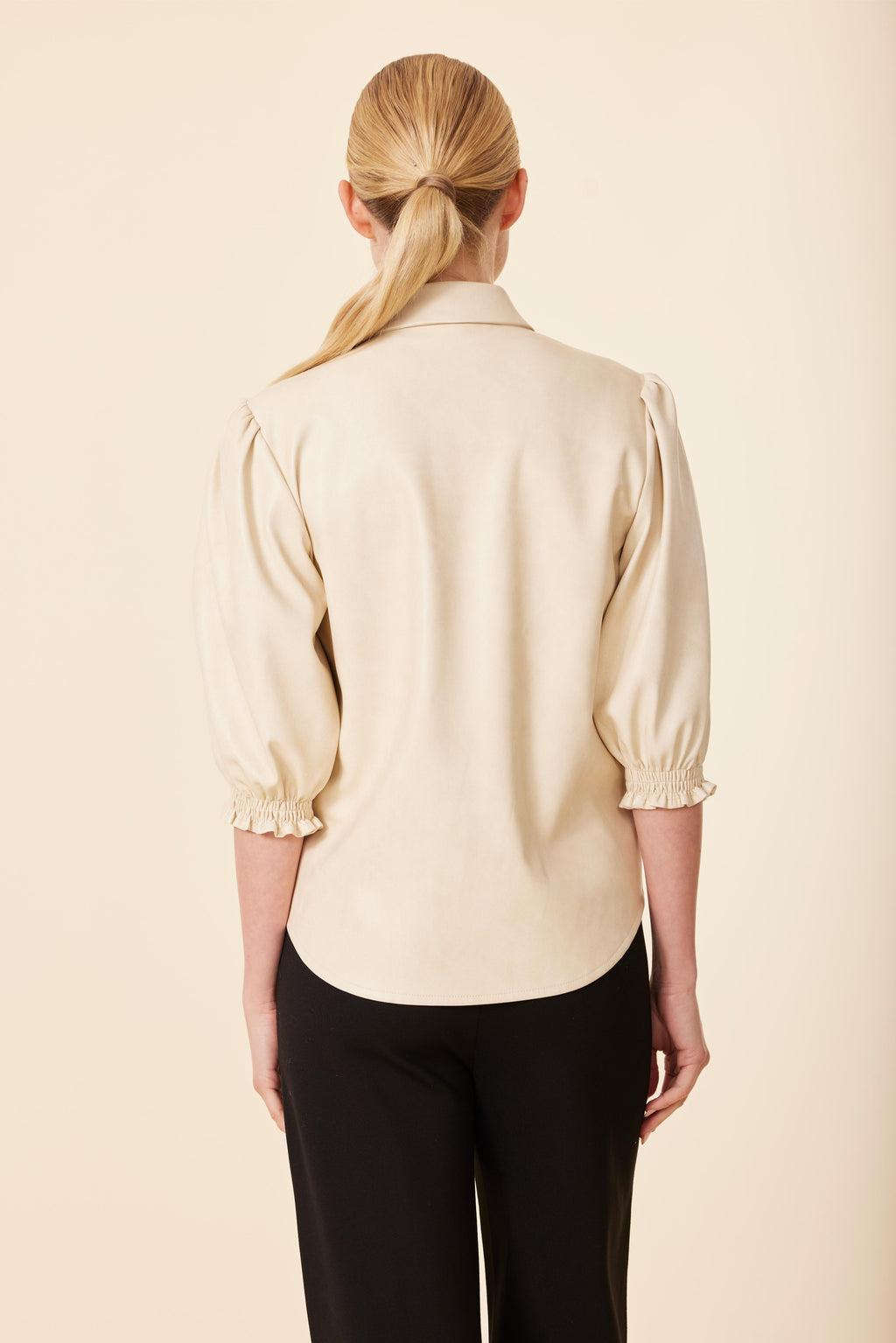 Faux Leather Elastic Cuff Top