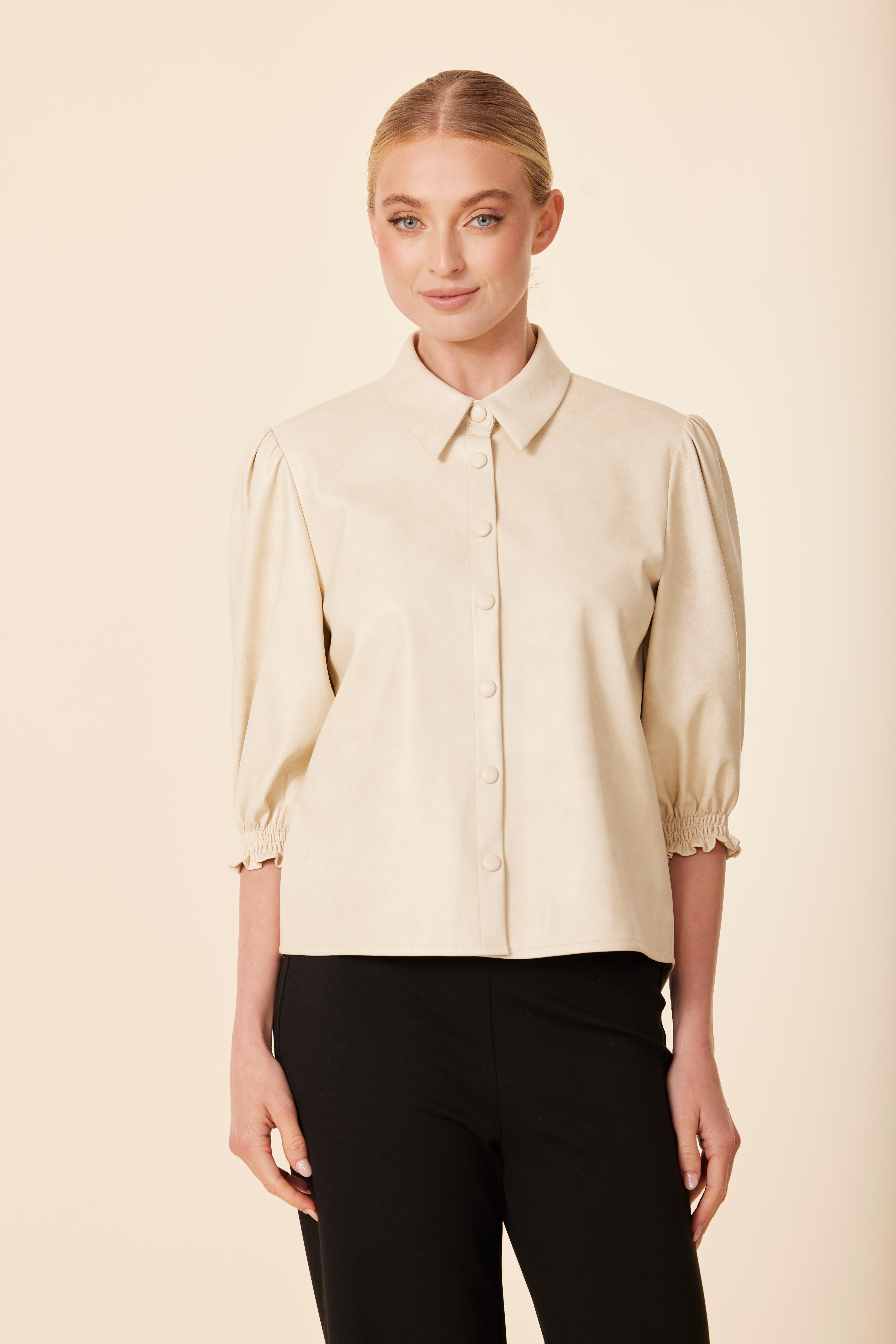 Faux Leather Elastic Cuff Top