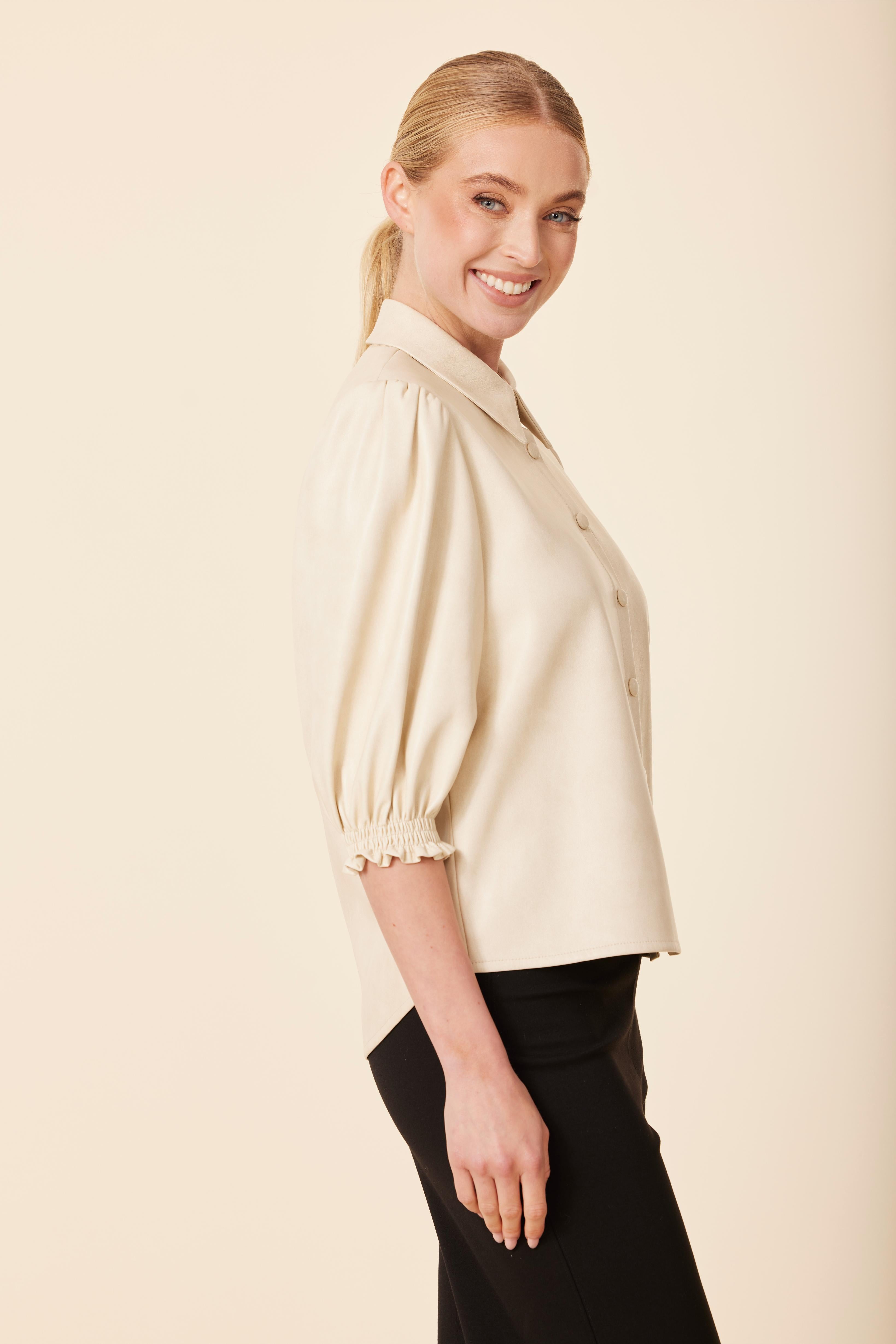 Faux Leather Elastic Cuff Top