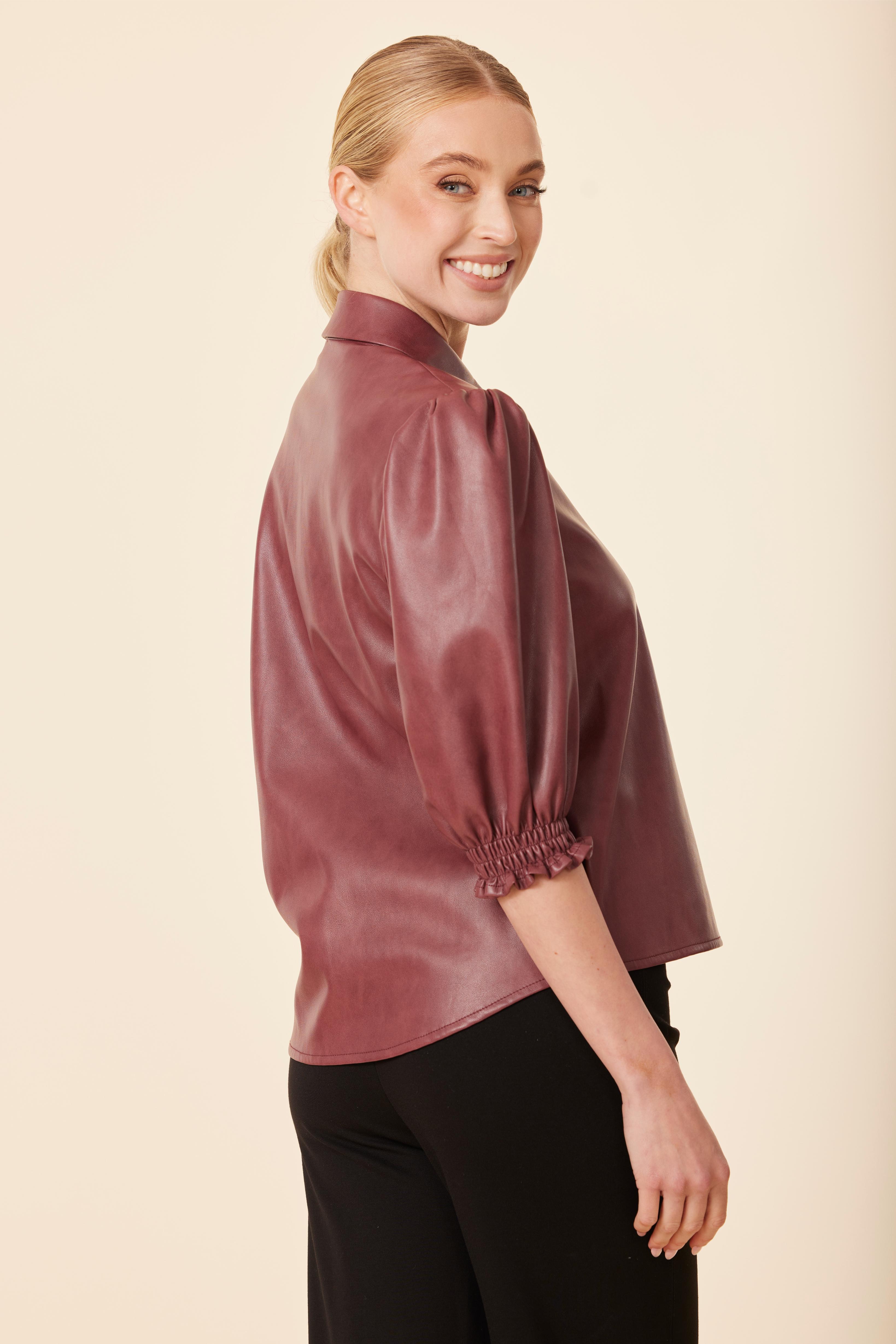 Faux Leather Elastic Cuff Top