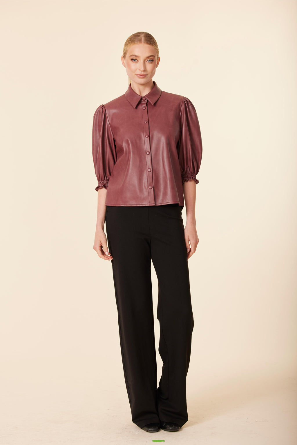 Faux Leather Elastic Cuff Top