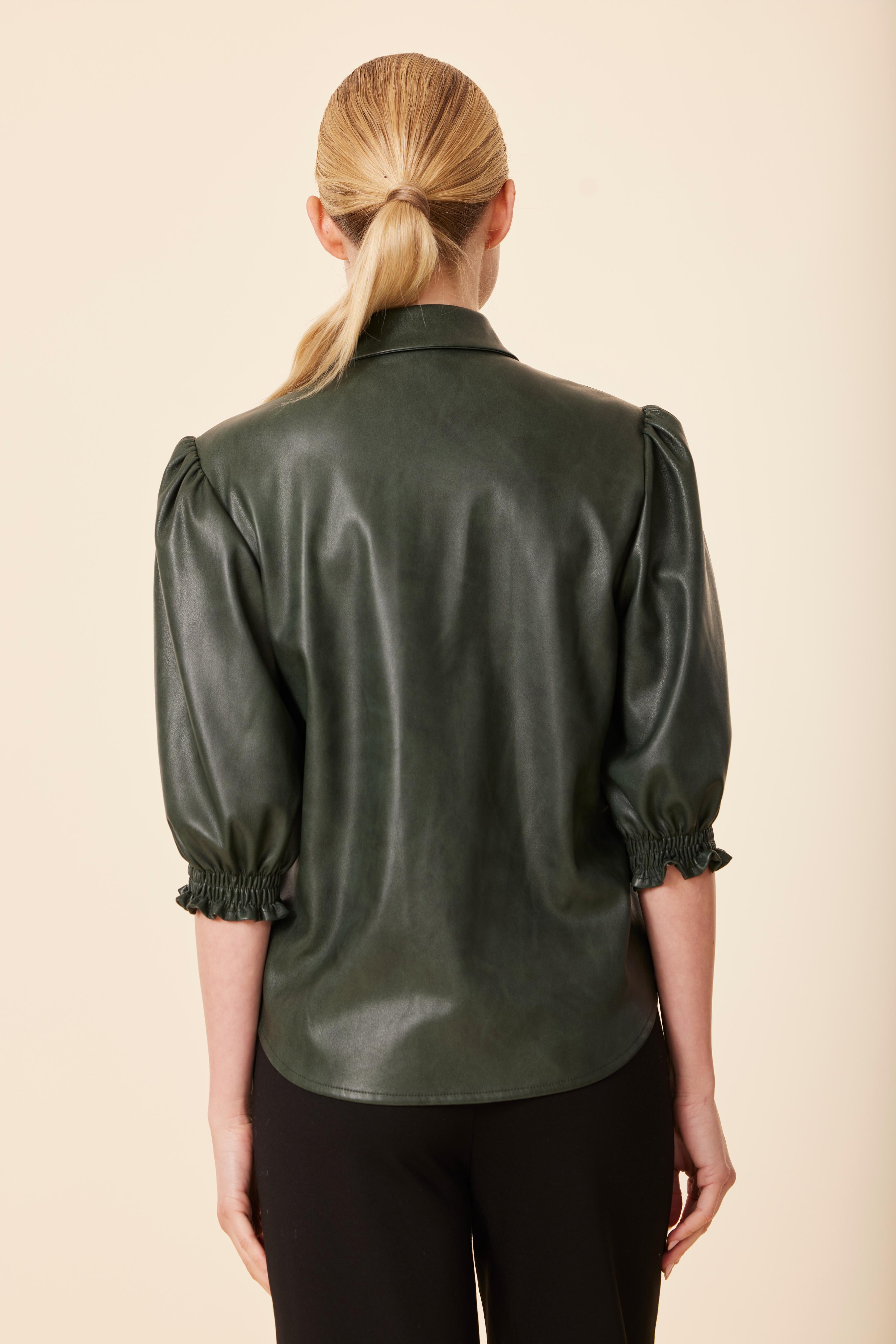 Faux Leather Elastic Cuff Top