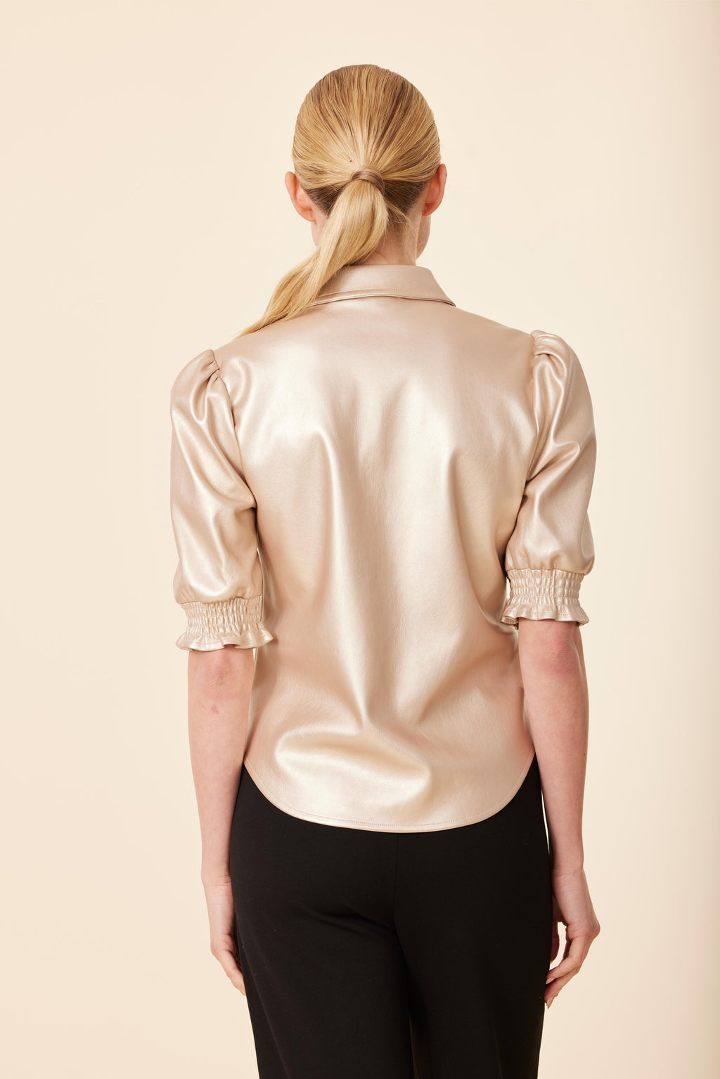 Faux Leather Elastic Cuff Top