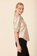 Faux Leather Elastic Cuff Top
