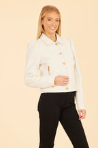 Quilted Faux Leather Puff Shoulder Jacket