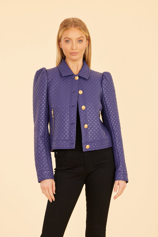 Quilted Faux Leather Puff Shoulder Jacket