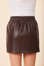 Faux Leather Elasticized Waist Mini