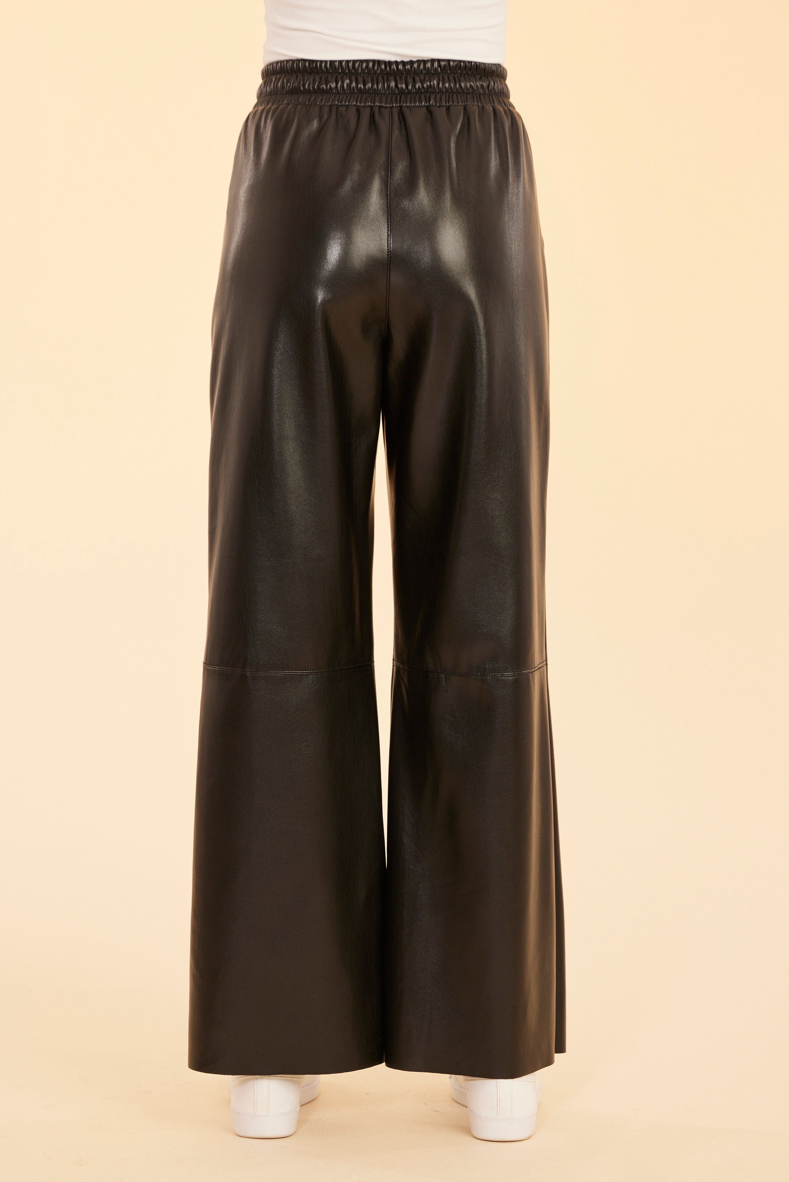 Faux Leather Wide Leg Drawstring Pants – Dolce Cabo